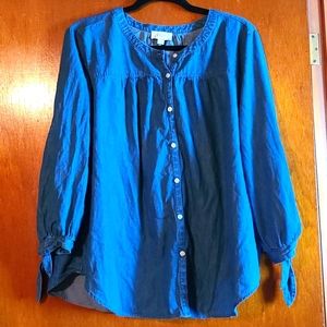 Denim Button Down Blouse